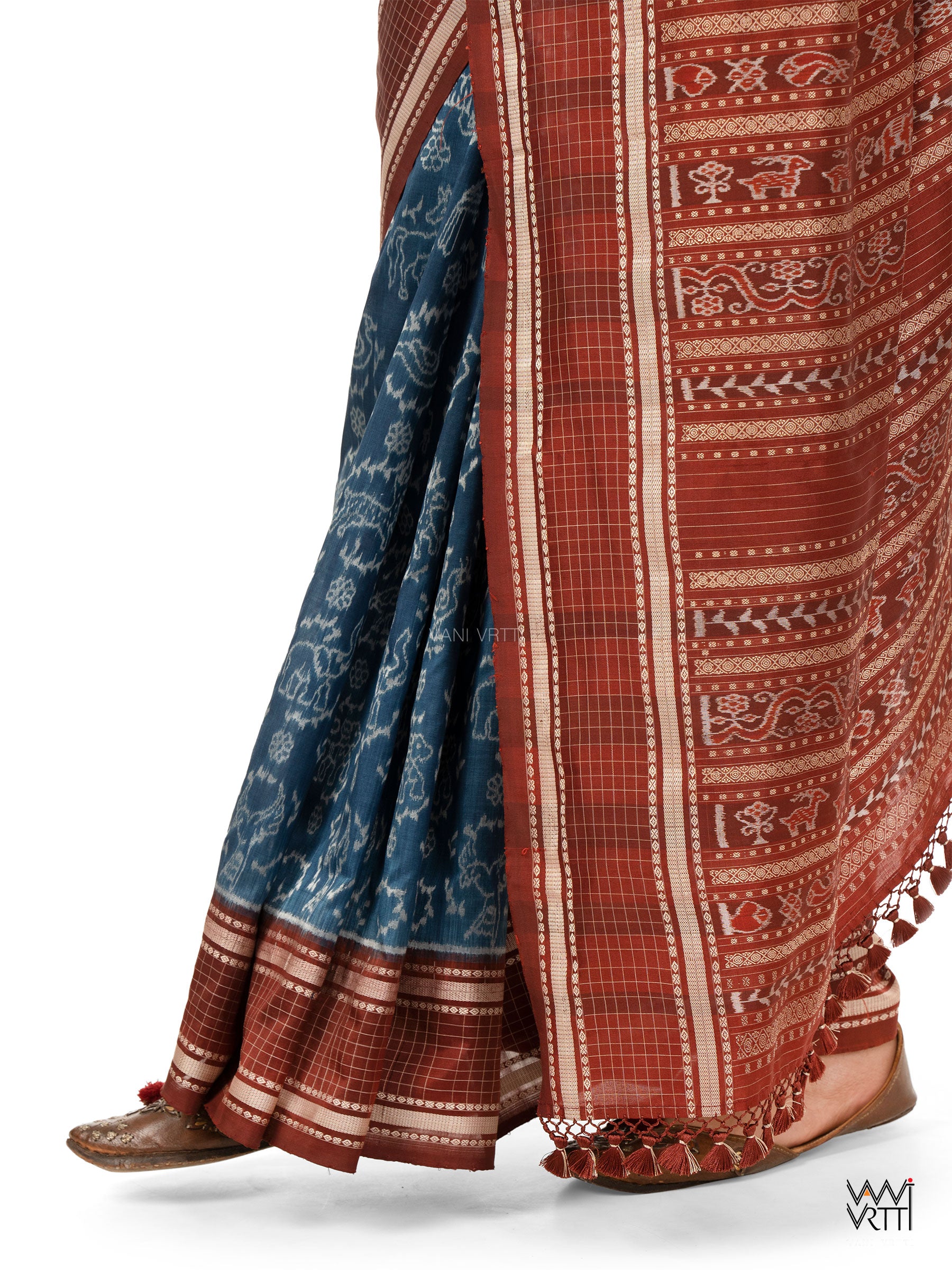 Indigo Coffee Vanya Jeevan Prakritik Madder Natural Dyed Mulberry Silk Ikat Saree