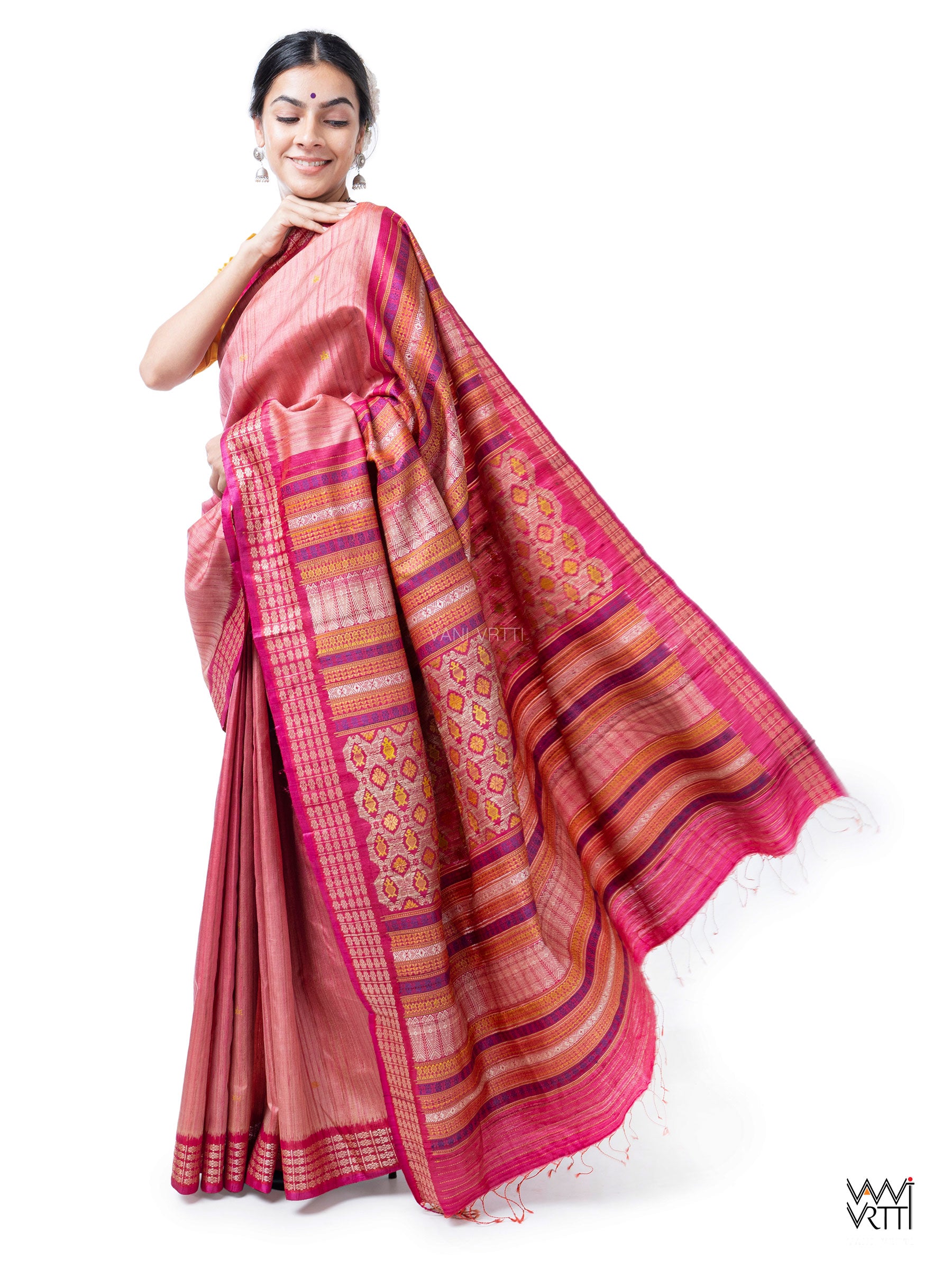 Buy Fabindia Women Tussar Hand Block Printed Sari Silk_FREESIZE at Amazon.in