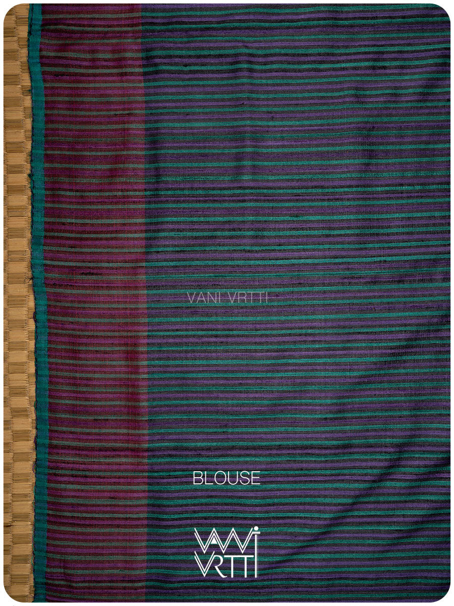 Slate Black Sangam Bristi Handspun Tussar Silk Saree