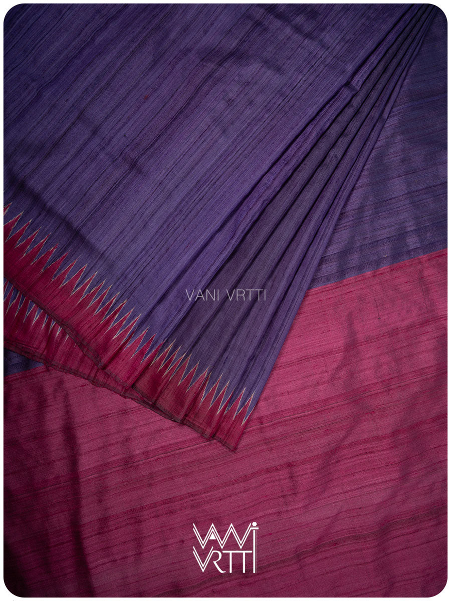 Purple Antara Handspun Tussar Silk Saree