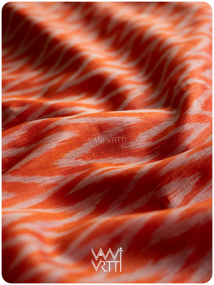 Orange Aziz Ikat Handspun Tussar Silk Saree