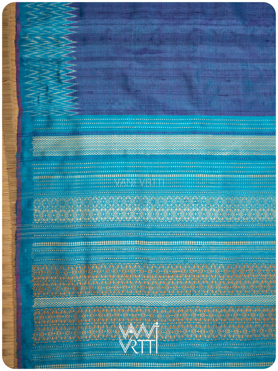 Purple Firozi Anjana Handspun Tussar Silk Saree