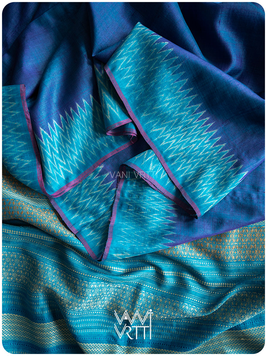 Purple Firozi Anjana Handspun Tussar Silk Saree