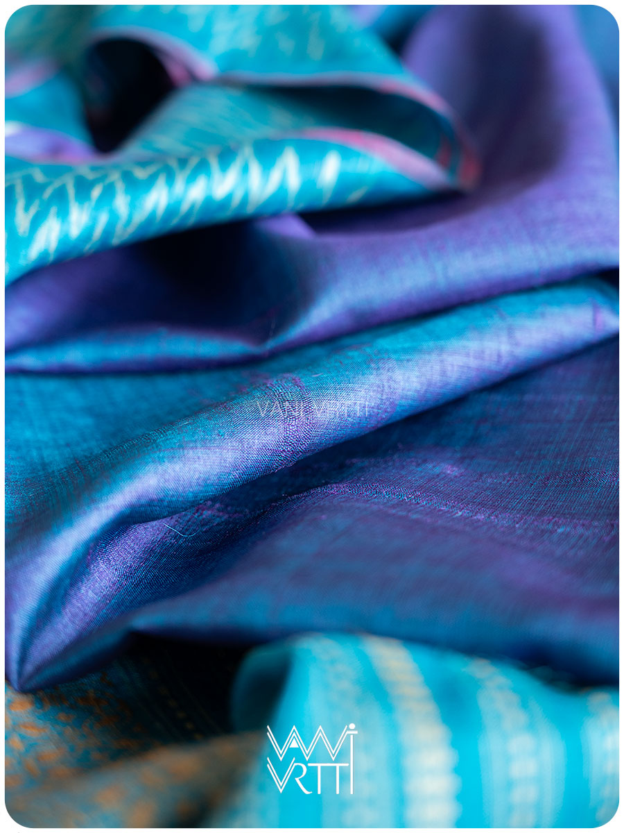 Purple Firozi Anjana Handspun Tussar Silk Saree