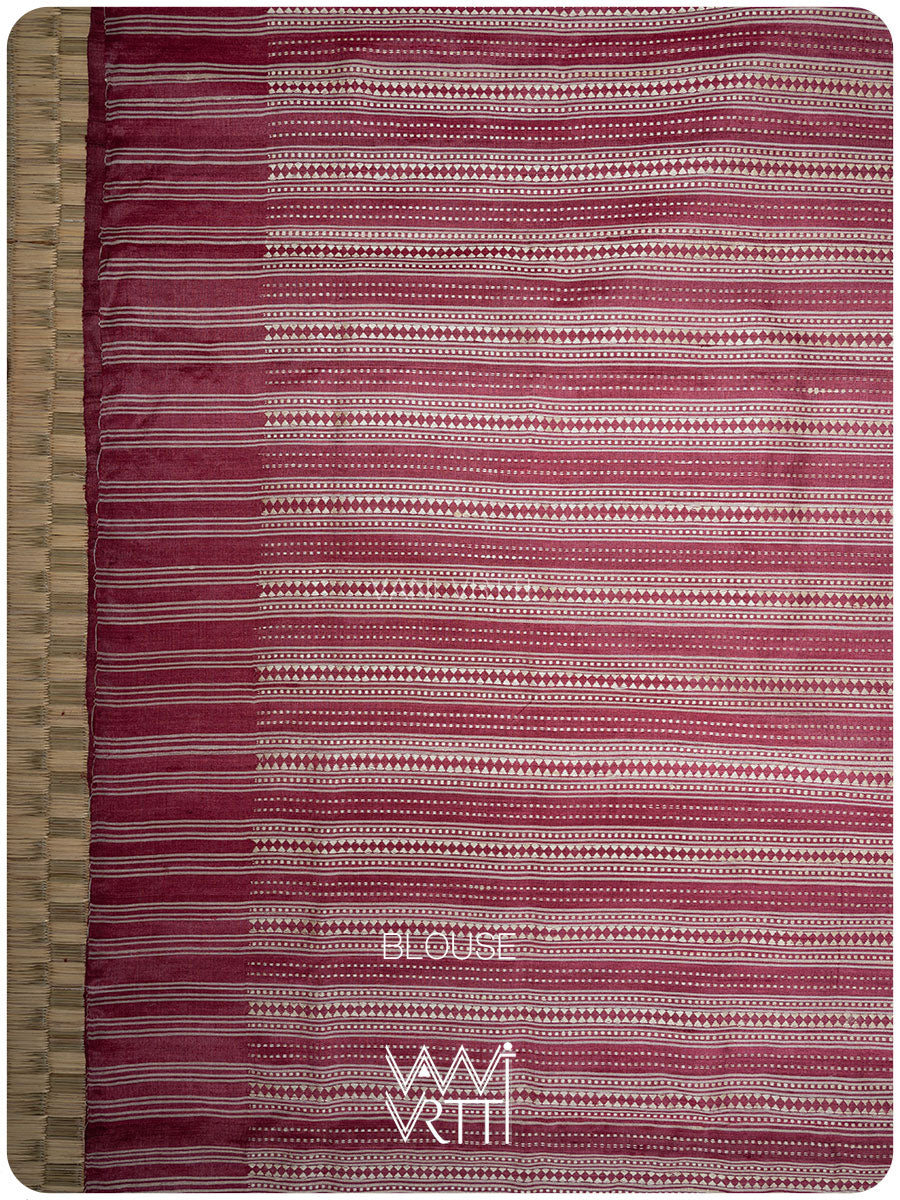 Deep Wine Chilika Master Weave Exclusive Handspun Tussar Silk Saree