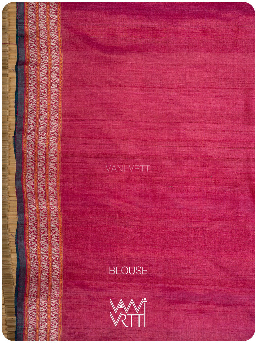 Mustard Yellow Pink Purple Ganga Jamuna Veena Pani Lata Master Weave Exclusive Handspun Tussar Silk Sari