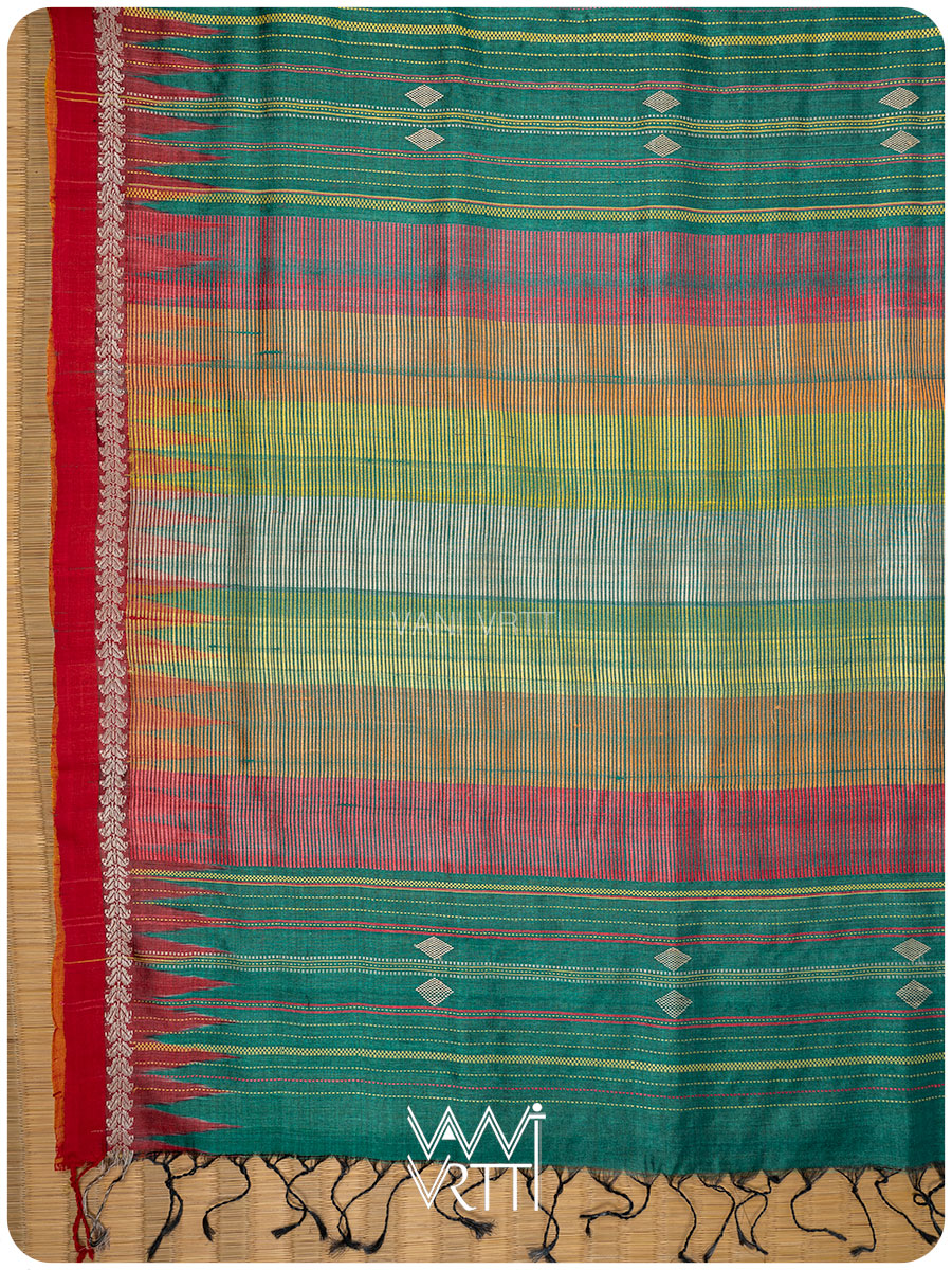 Emerald Green Kondha Handspun Tussar Silk Saree