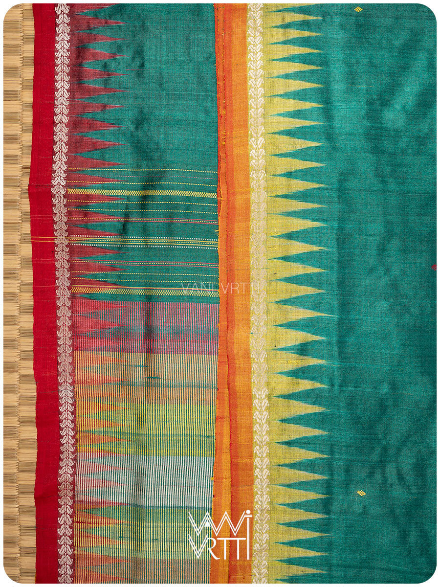 Emerald Green Kondha Handspun Tussar Silk Saree