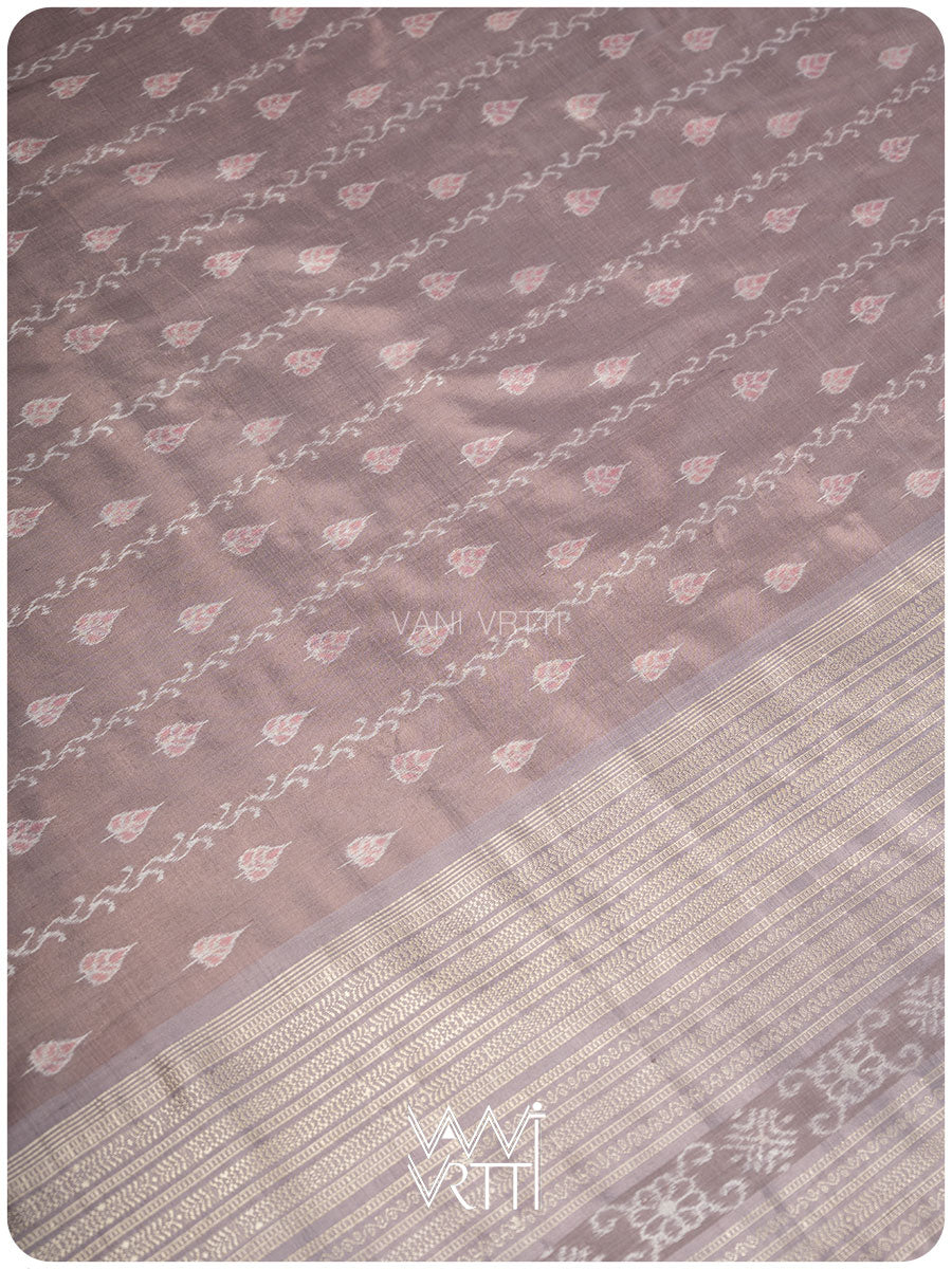 Lilac Peepal Lac & Tea Leaf Natural Dyed Mulberry Silk Ikat Saree