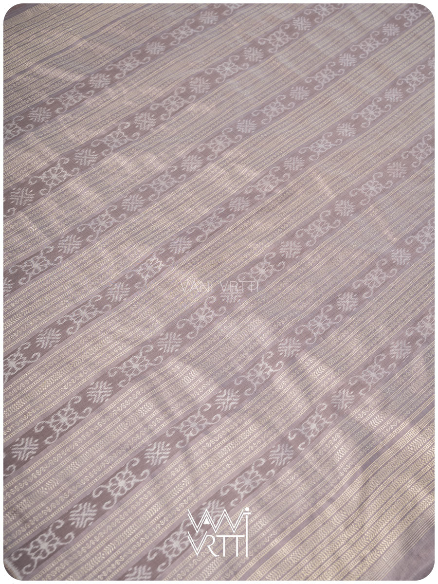 Lilac Peepal Lac & Tea Leaf Natural Dyed Mulberry Silk Ikat Saree