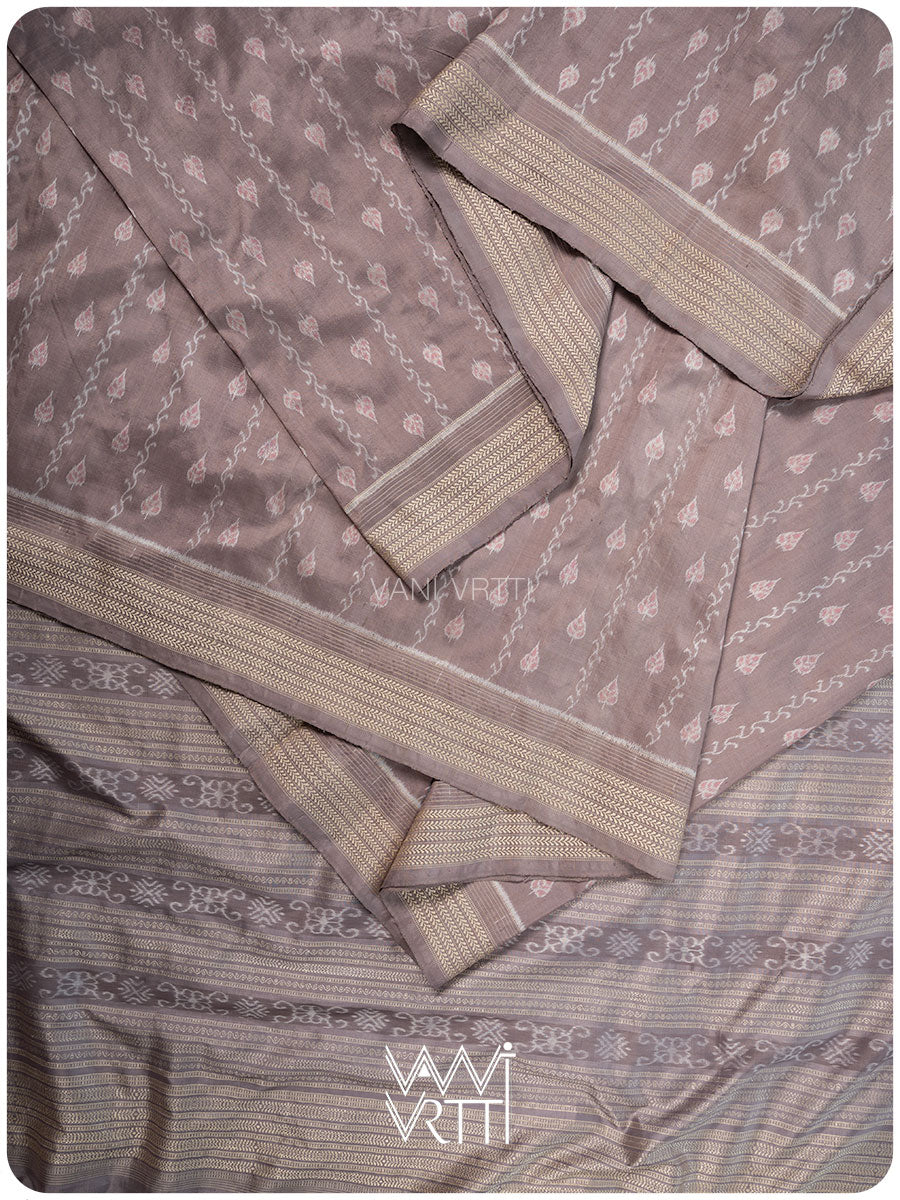 Lilac Peepal Lac & Tea Leaf Natural Dyed Mulberry Silk Ikat Saree