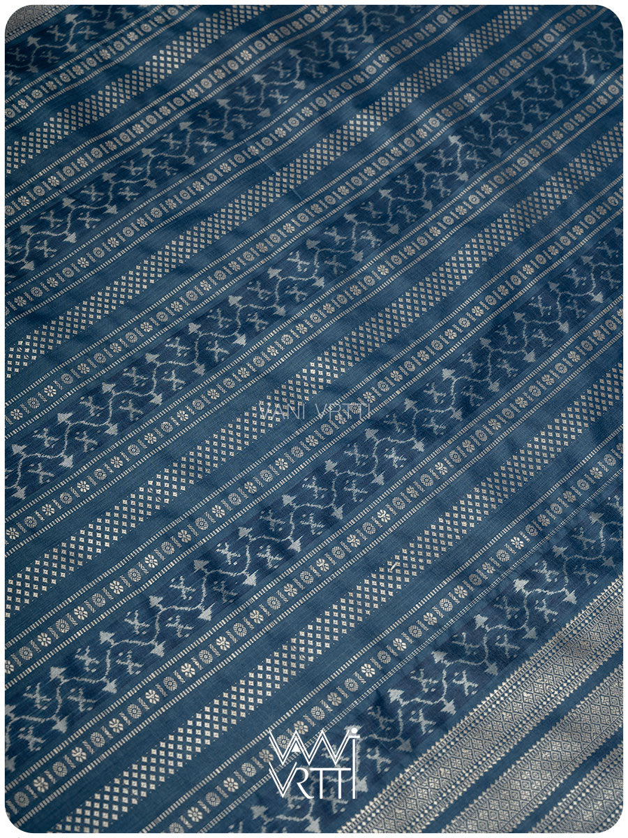 Indigo Padmaja Natural Dyed Mulberry Silk Ikat Saree