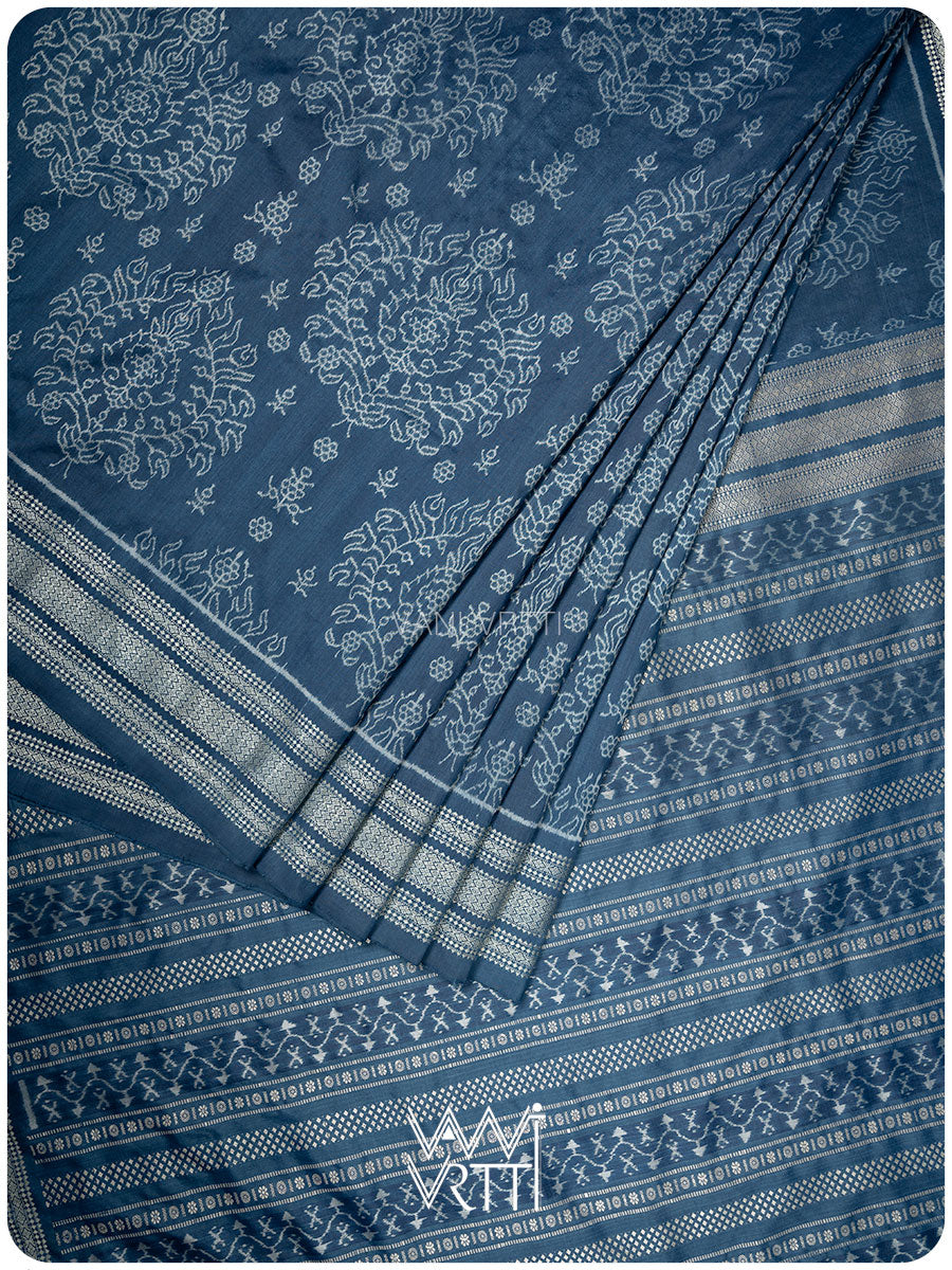 Indigo Padmaja Natural Dyed Mulberry Silk Ikat Saree