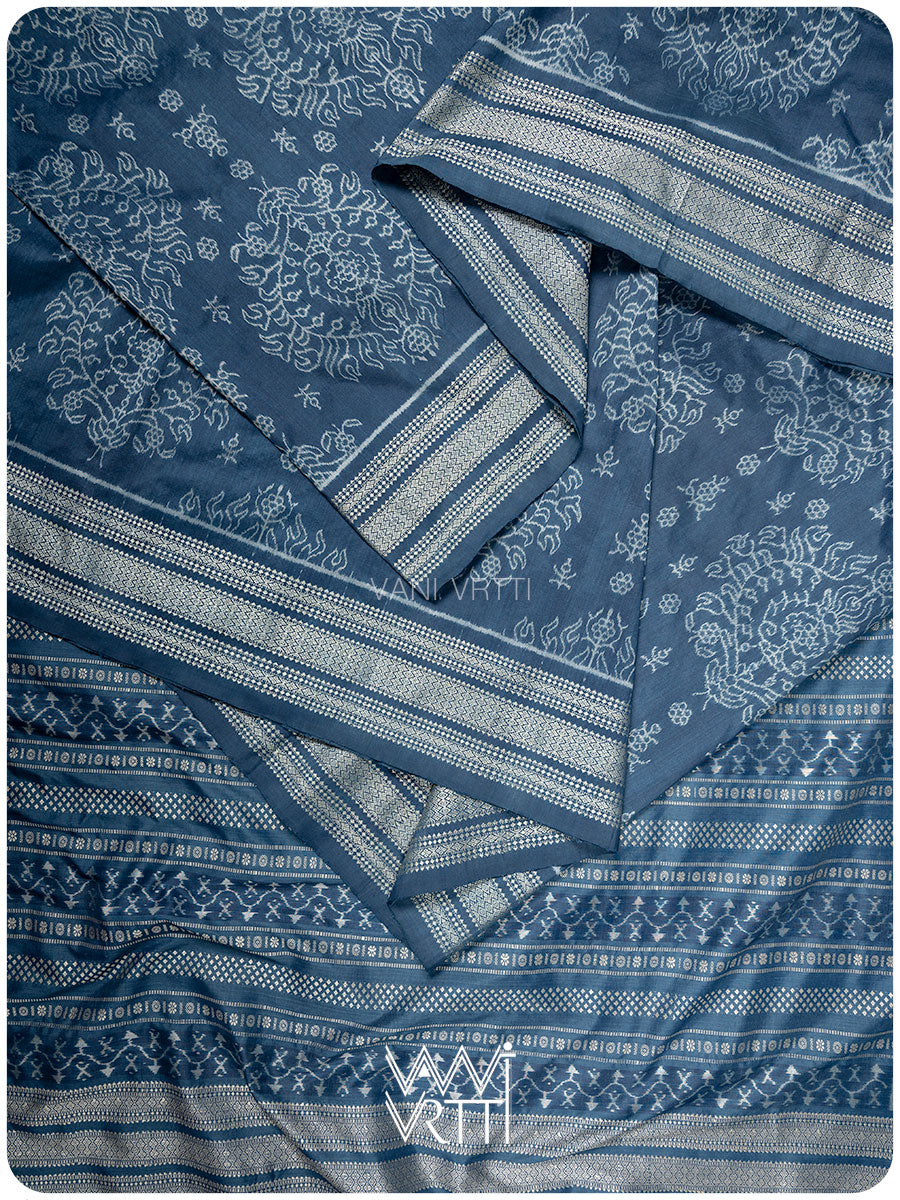 Indigo Padmaja Natural Dyed Mulberry Silk Ikat Saree