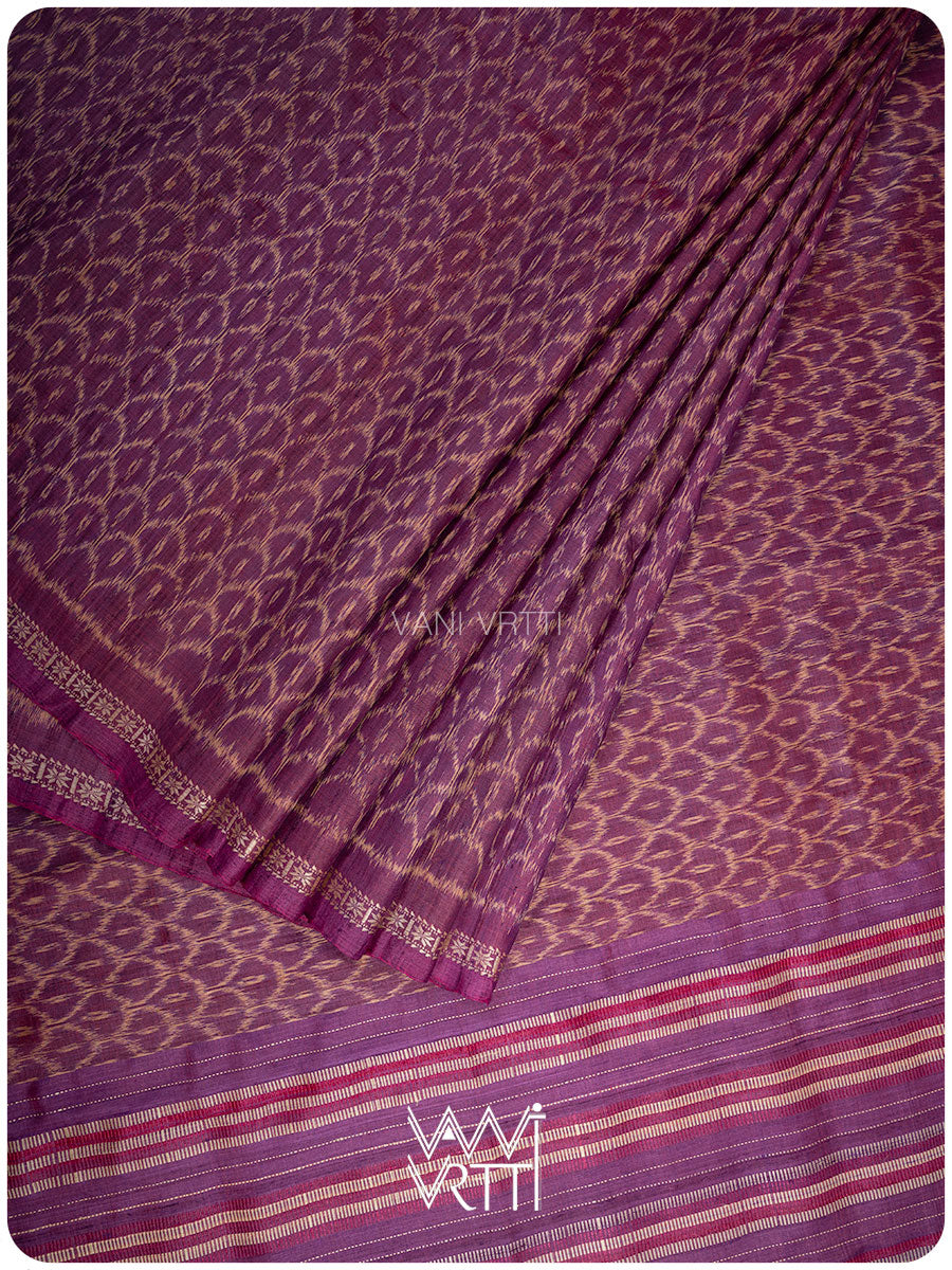 Purple Samudra Lahar Ikat Handspun Tussar Silk Saree