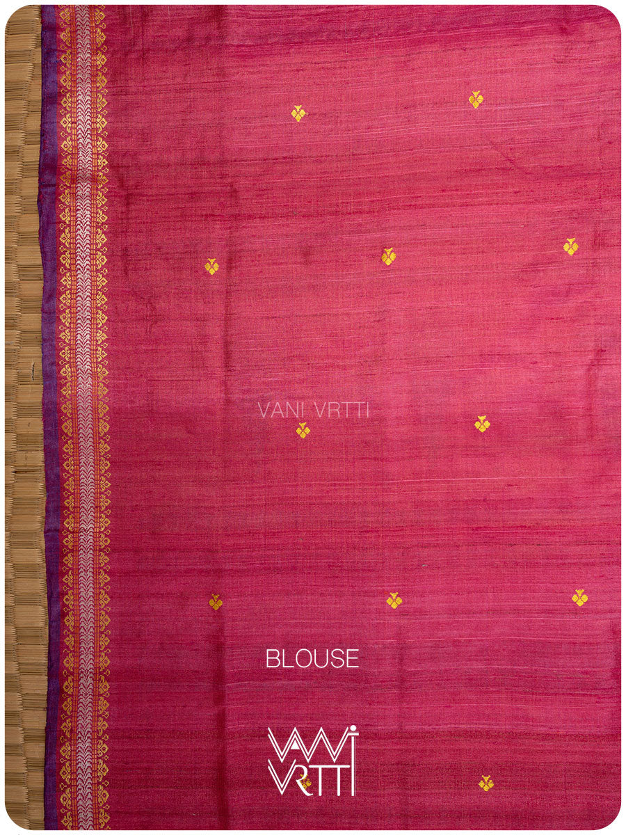 Off White Tree of Life Handspun Tussar Silk Saree