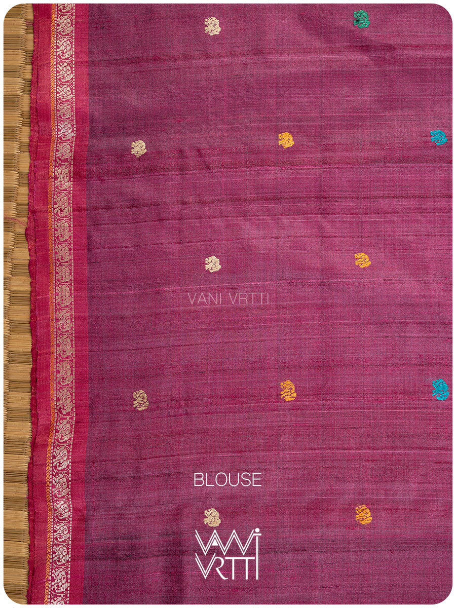 Slate Grey Airavata Konark Double Palla Handspun Tussar Silk Saree