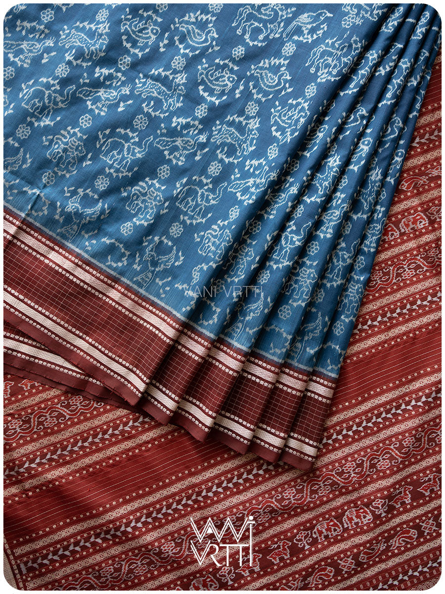 Indigo Coffee Vanya Jeevan Prakritik Madder Natural Dyed Mulberry Silk Ikat Saree