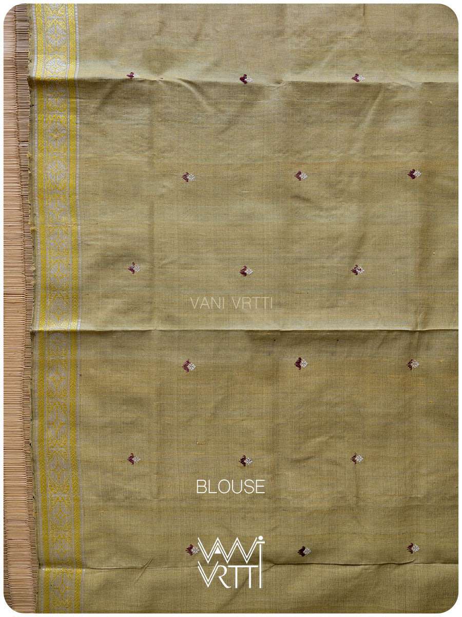 Brown Brahma Kamal Master Weave Exclusive Handspun Tussar Silk Saree