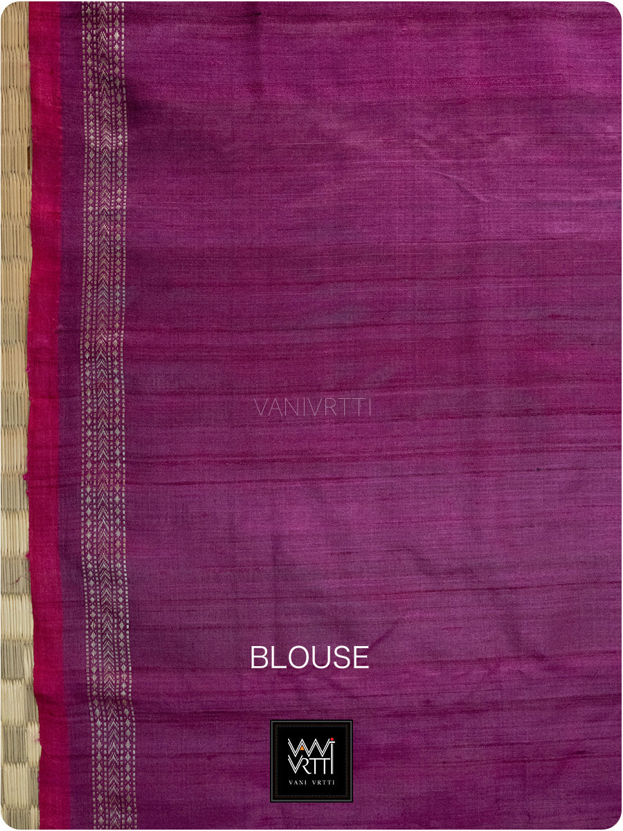 Mulberry Pink Chrysanthemum Master Weave Designer Handspun Ikat Tussar Silk Saree