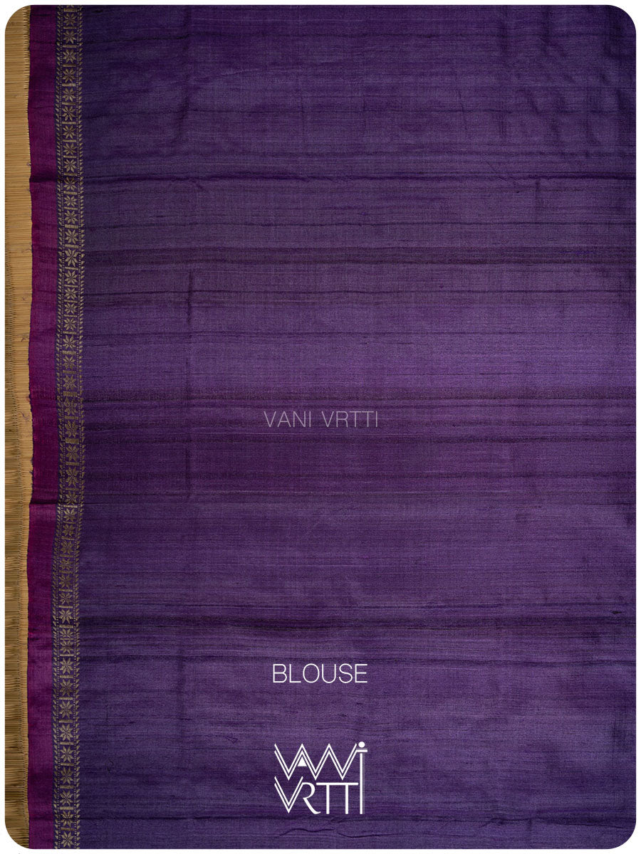 Deep Baingani Aziz Ikat Handspun Tussar Silk Saree