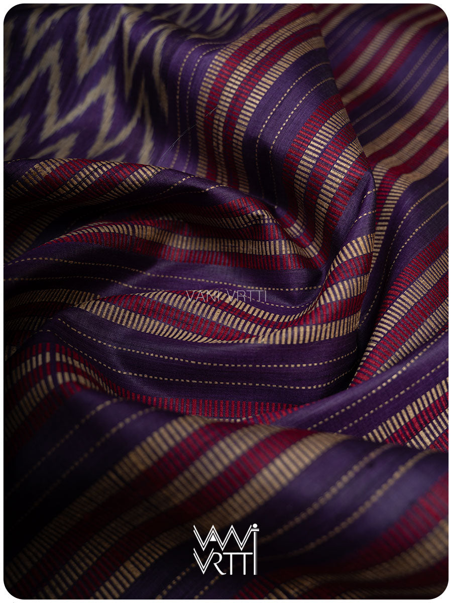 Deep Baingani Aziz Ikat Handspun Tussar Silk Saree