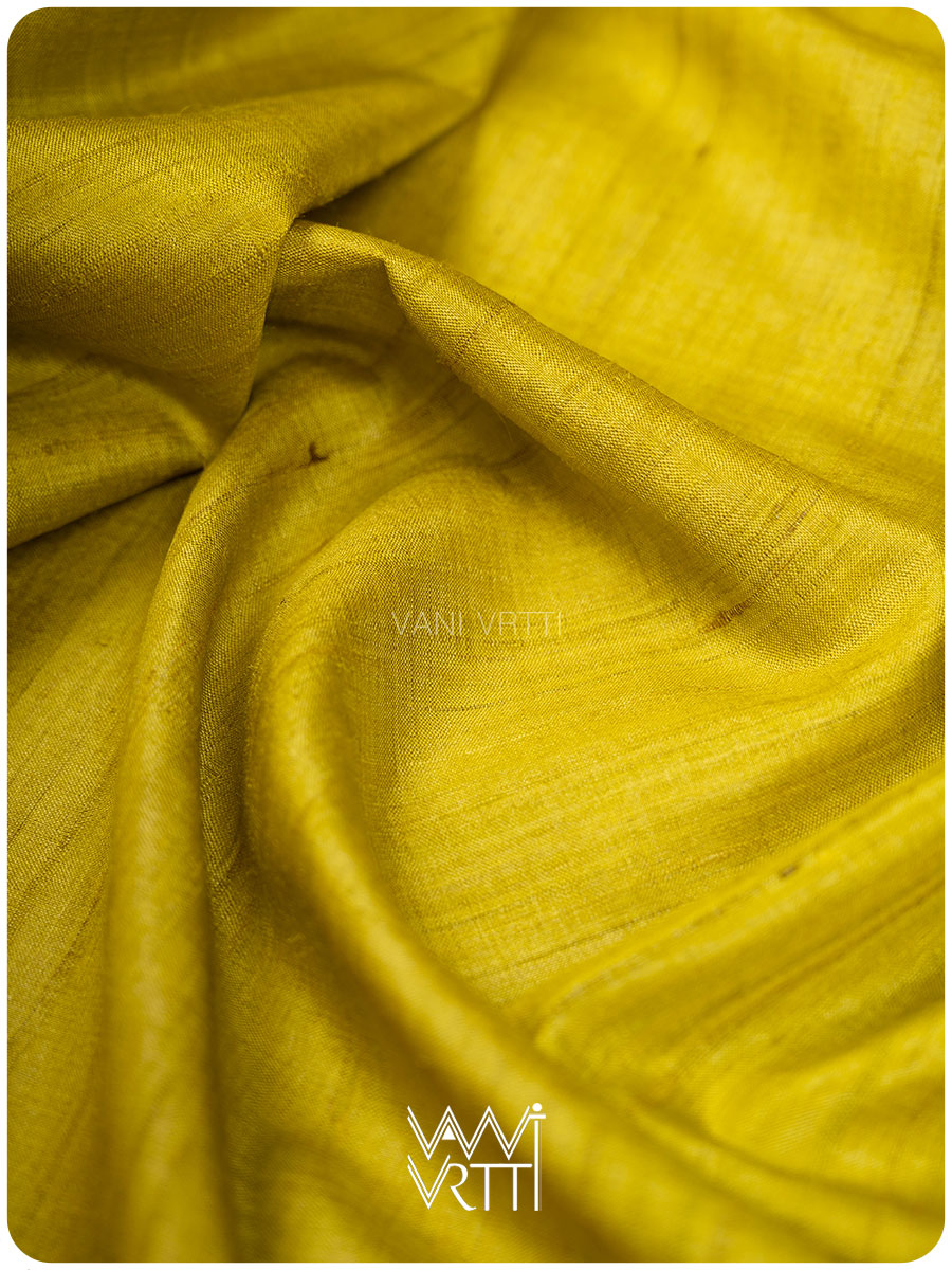 Banana Leaf Green Parijat Handspun Tussar Silk Saree