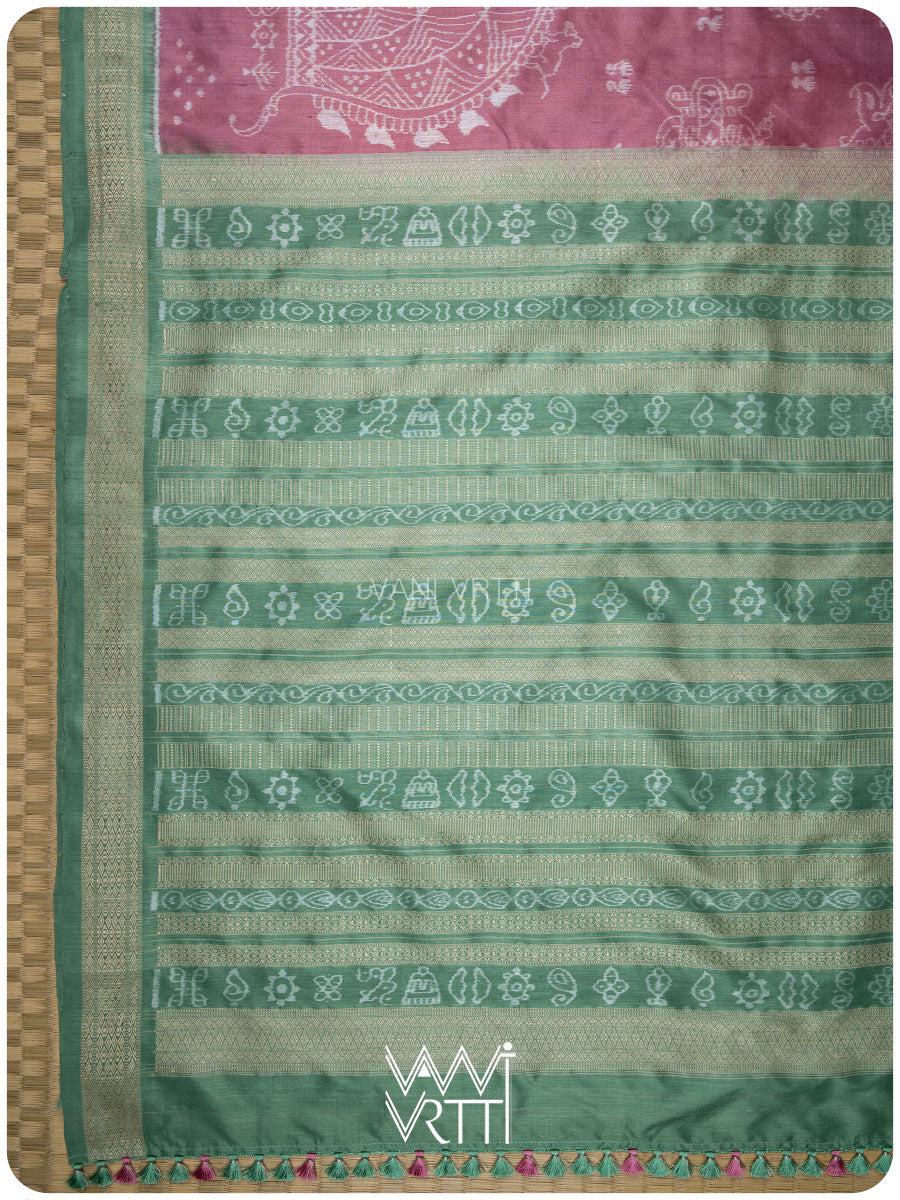 Margasira Jhoti Prakritik Lac & Mulberry Leaf Natural Dyed Mulberry Silk Ikat Saree