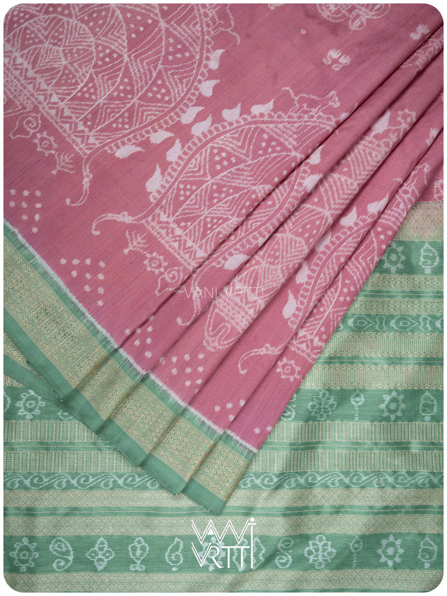 Margasira Jhoti Prakritik Lac & Mulberry Leaf Natural Dyed Mulberry Silk Ikat Saree