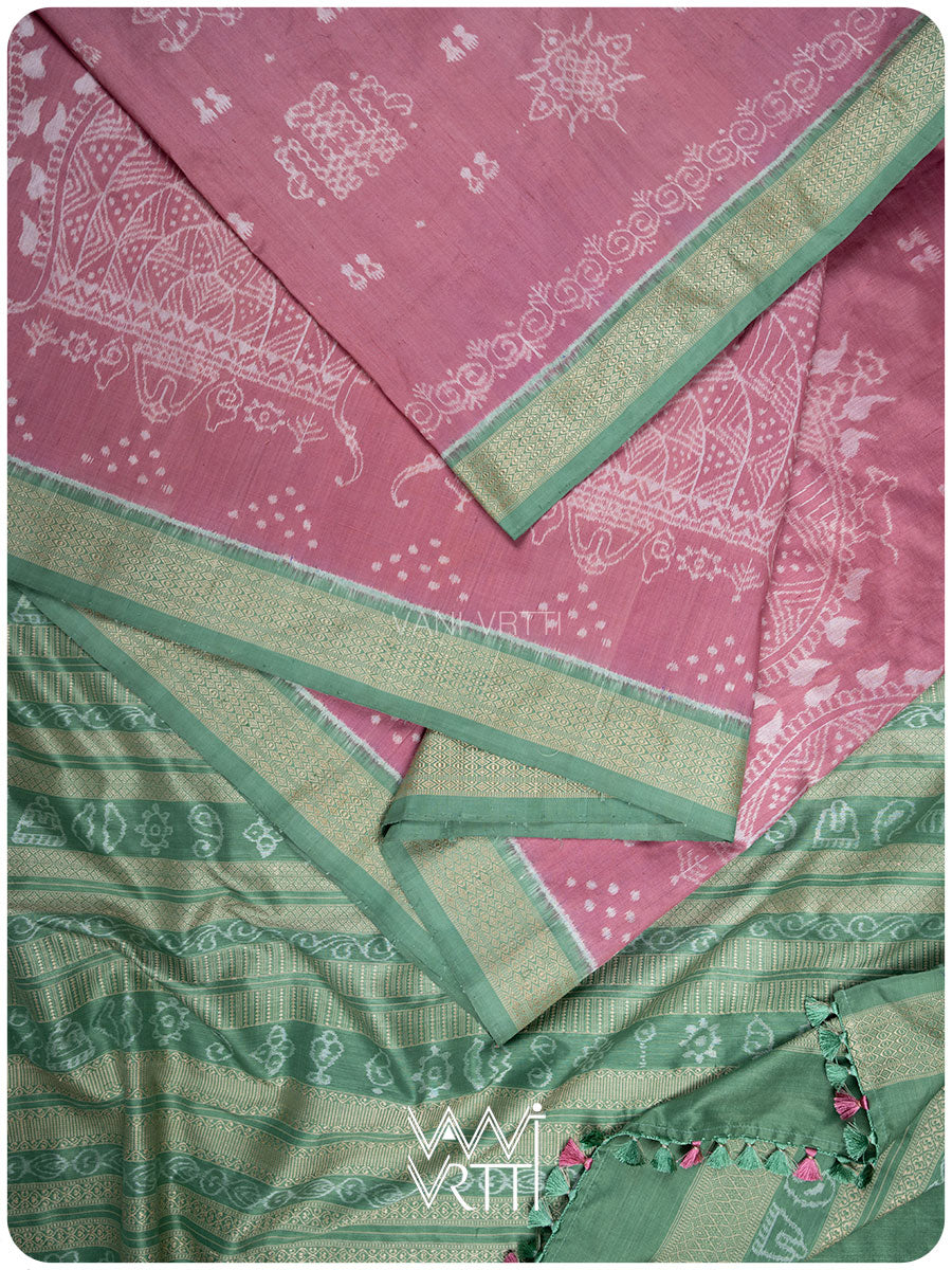 Margasira Jhoti Prakritik Lac & Mulberry Leaf Natural Dyed Mulberry Silk Ikat Saree