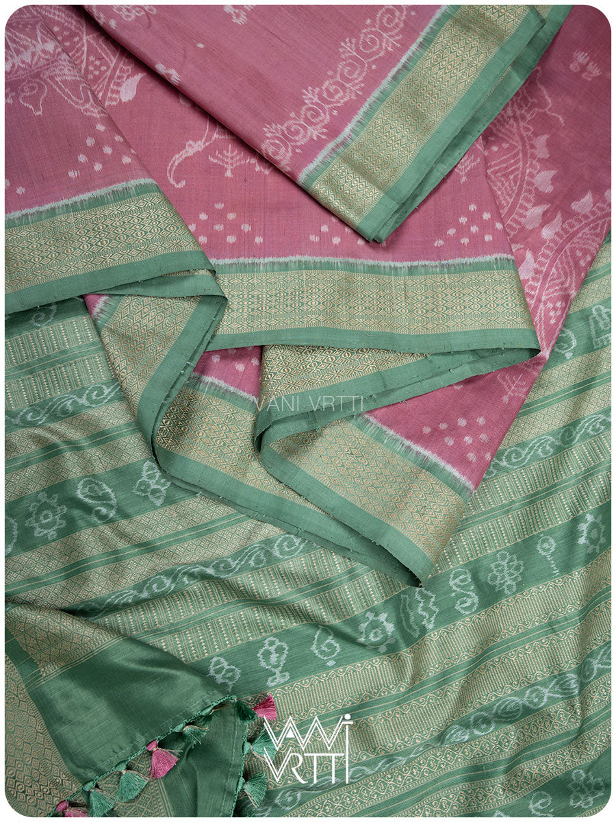 Margasira Jhoti Prakritik Lac & Mulberry Leaf Natural Dyed Mulberry Silk Ikat Saree